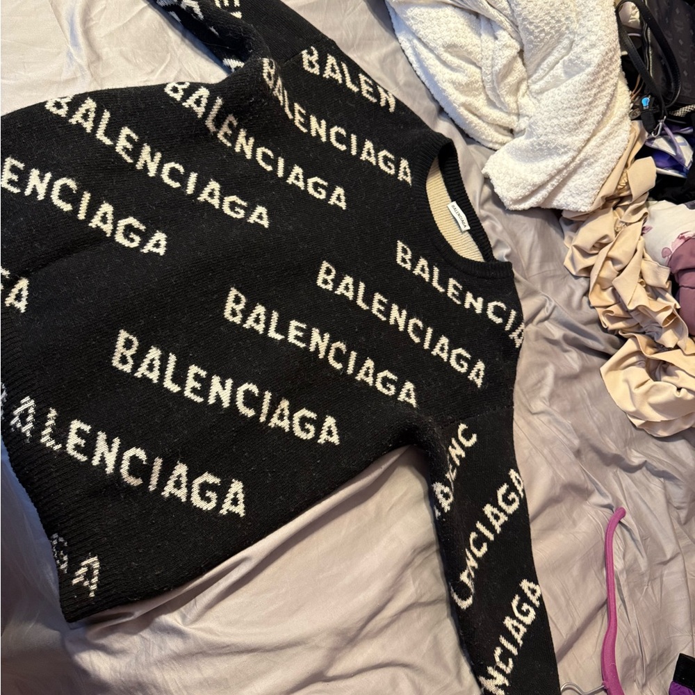 Balenciaga Black and White Logo Sweater